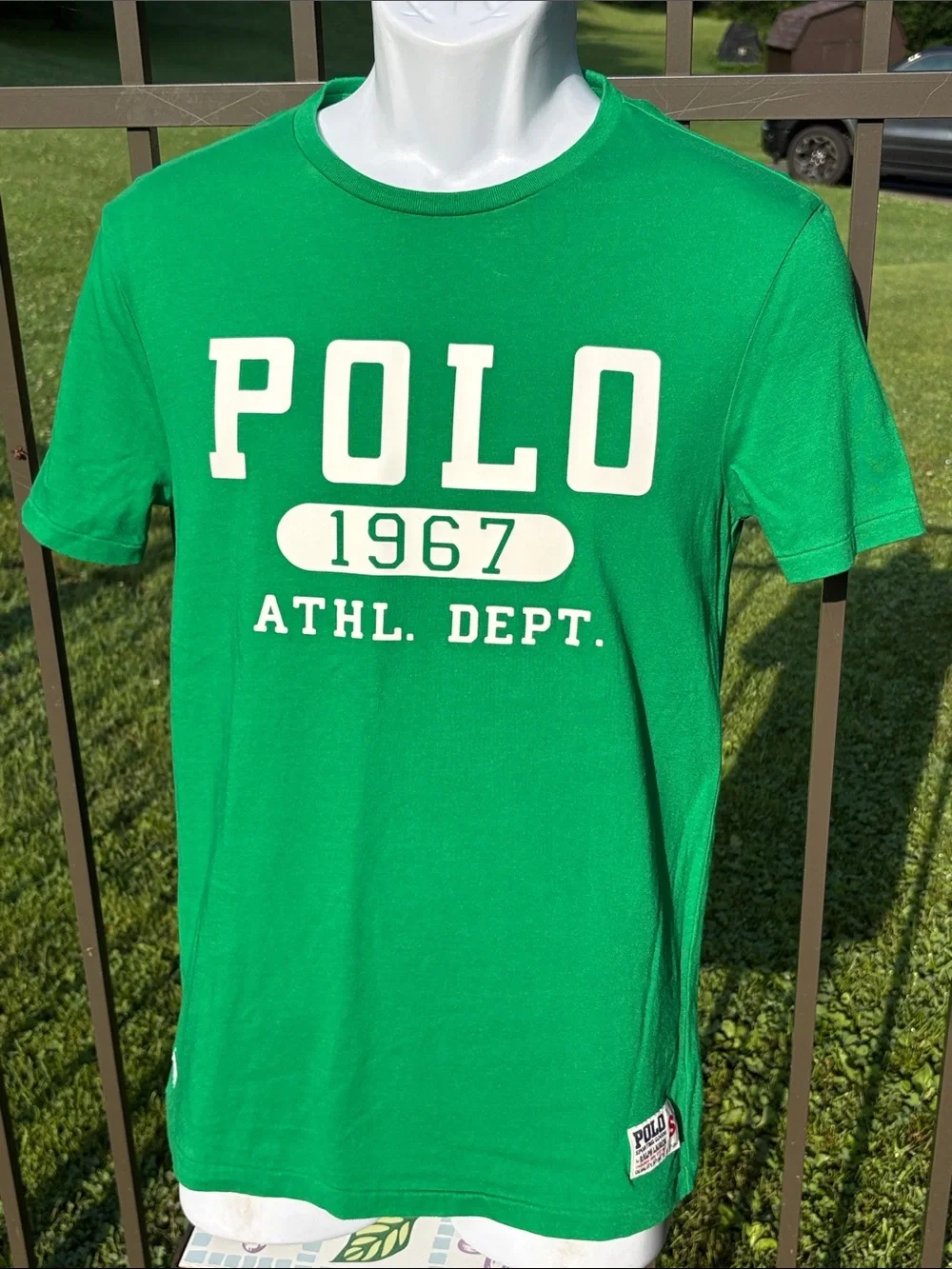 Polo Ralph Lauren Custom Slim Fit 1967 Athletic Dept Green Shirt Size Small